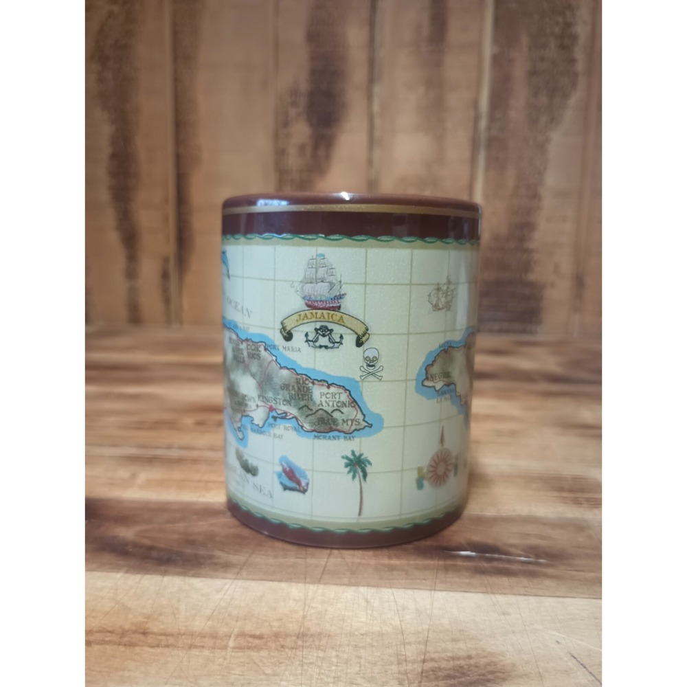 JAMAICA‎ Map Coffee Mug Tea Cup 10oz. Souvenir Brown Ceramic Island Dolphin - Picture 5 of 9